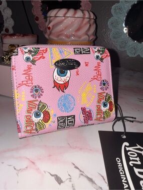 Von Dutch Pink Graphic Zip-Around Wallet